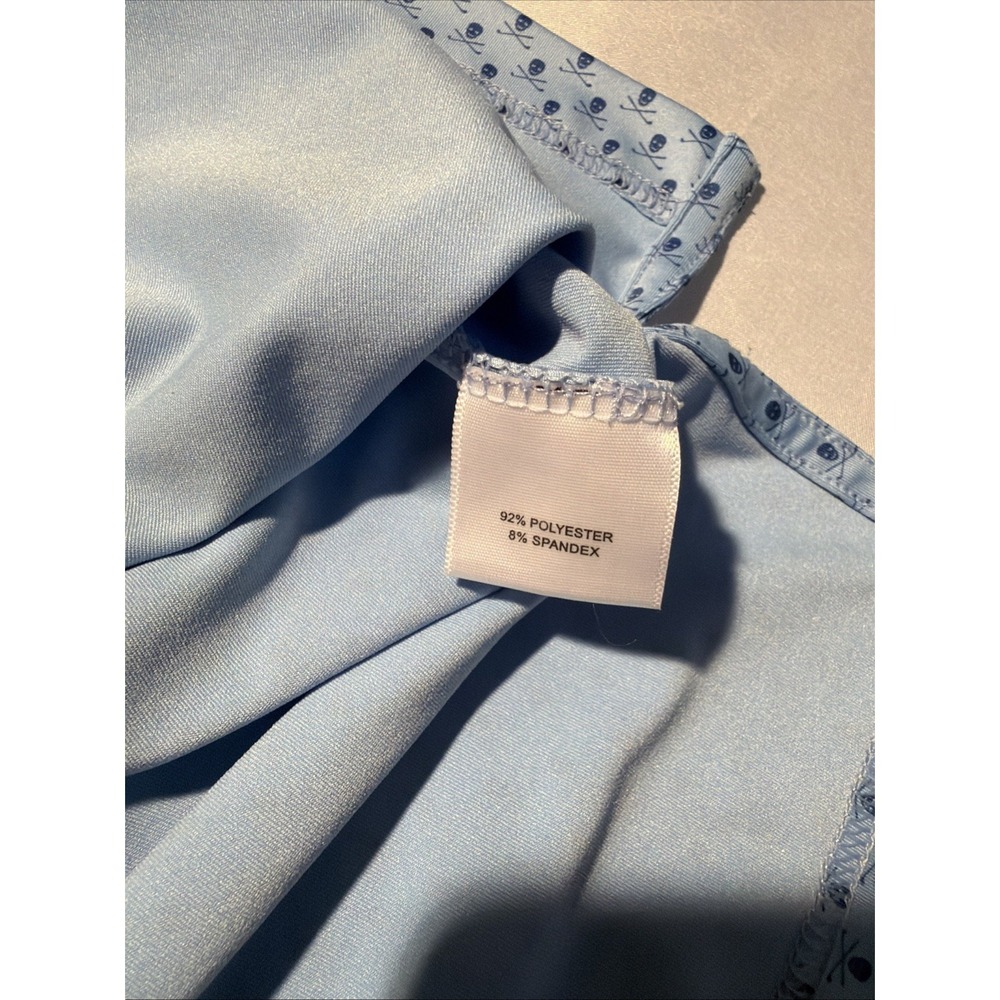 Peter Millar Summer Comfort All Over Skull Print Performance Polo Men Large Blue - Picture 6 of 8